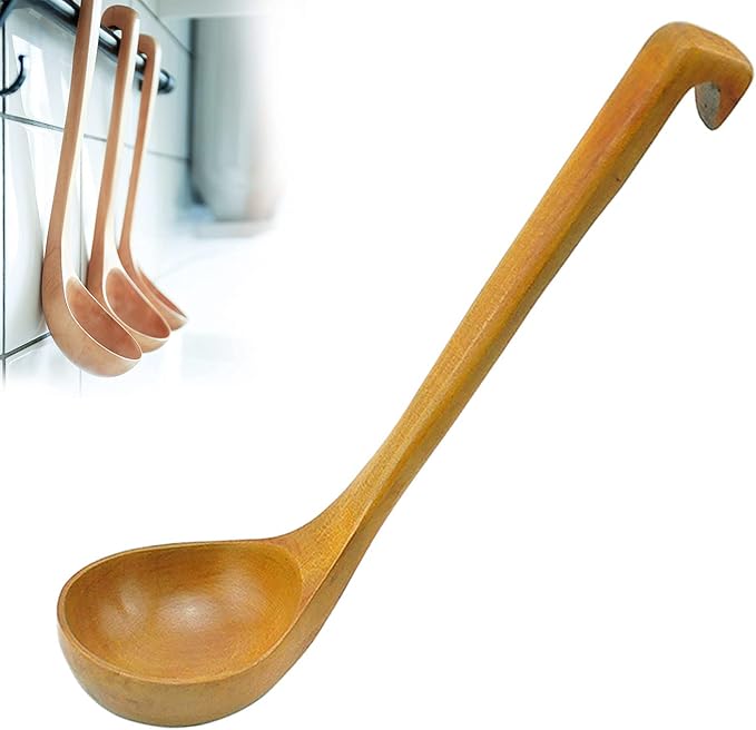 Holz-Suppenkelle Holz-Schöpfkelle Schöpflöffel aus Holz mit Langem ...